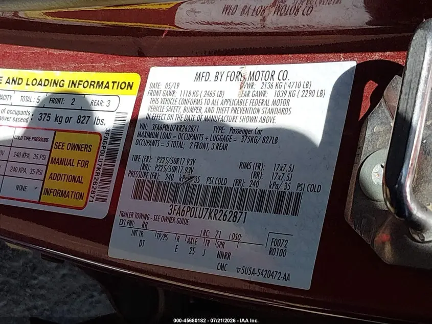 2019 FORD FUSION HYBRID SE