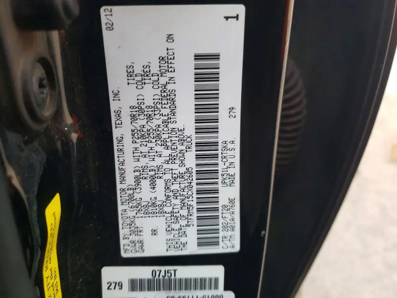 2012 TOYOTA TUNDRA DOUBLE CAB SR5  