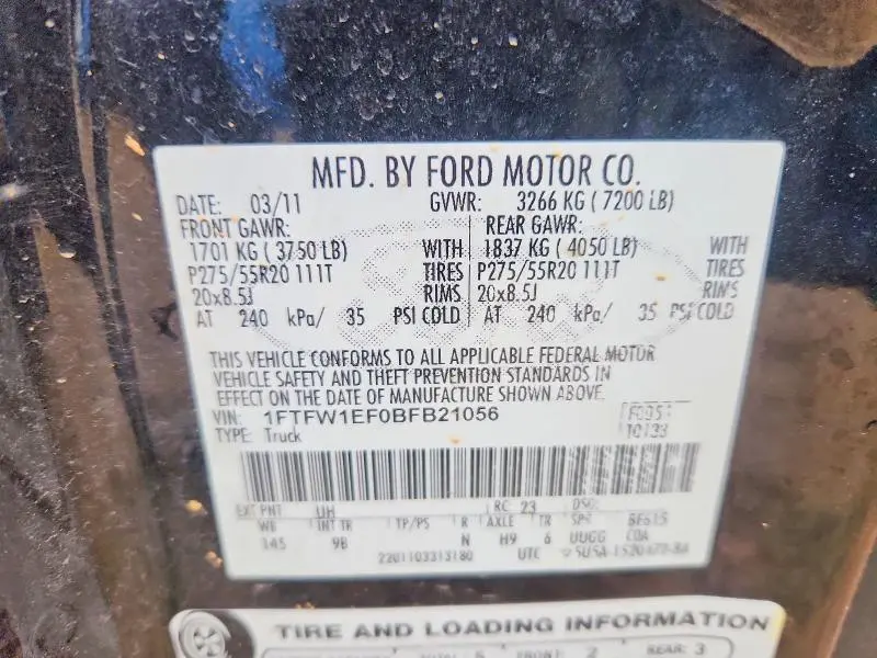 2011 FORD F150 SUPERCREW  