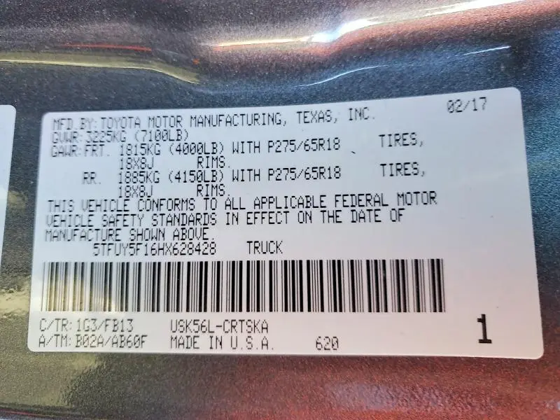 2017 TOYOTA TUNDRA DOUBLE CAB SR  