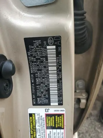 2012 TOYOTA COROLLA BASE  