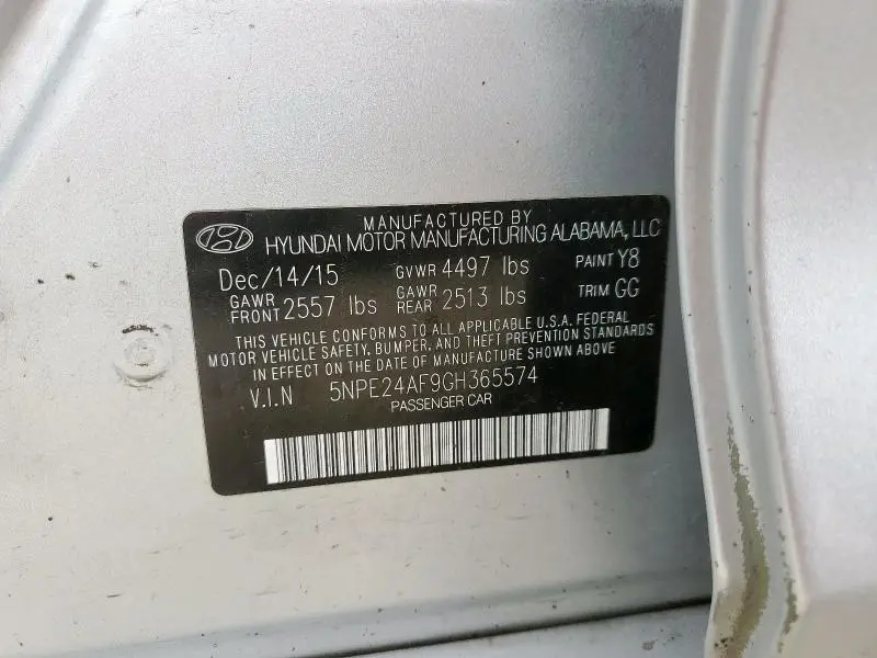 2016 HYUNDAI SONATA SE  