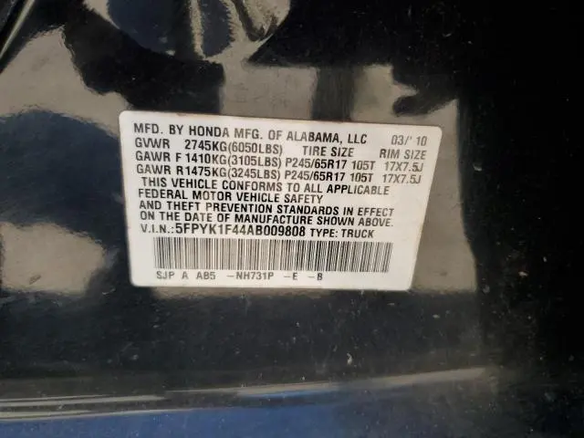 2010 HONDA RIDGELINE RTS  