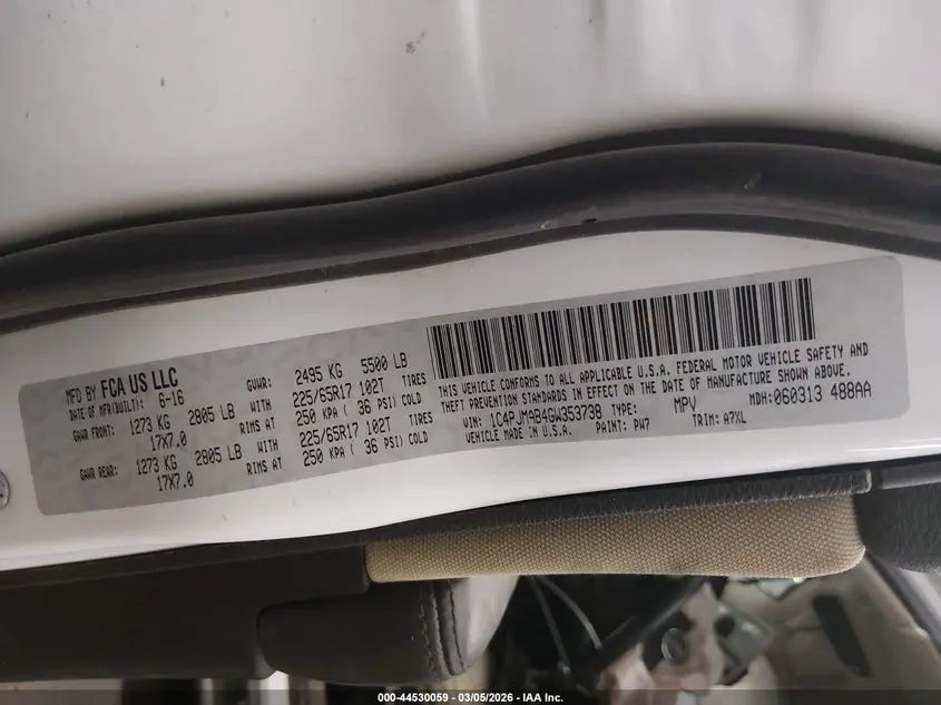 2016 JEEP CHEROKEE SPORT