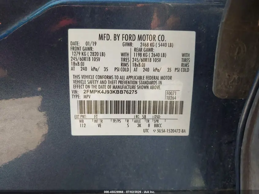 2019 FORD EDGE SEL