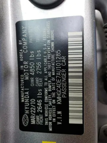 2010 HYUNDAI GENESIS 3.8L  