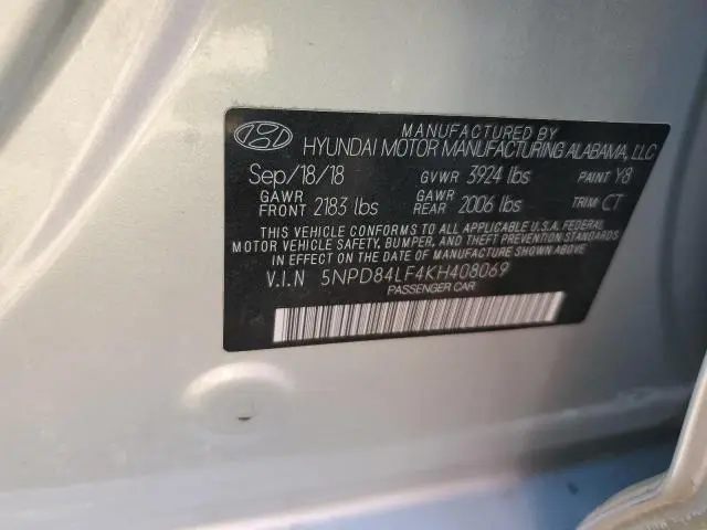 2019 HYUNDAI ELANTRA SEL  