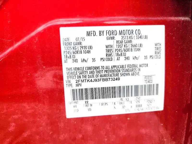 2015 FORD EDGE SEL  