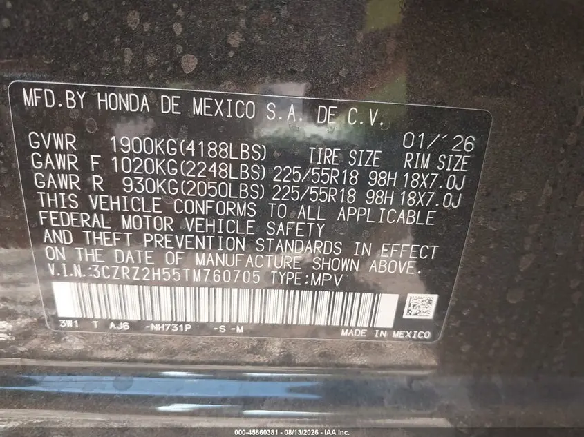 2026 HONDA HR-V AWD SPORT