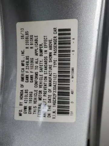 2013 HONDA ACCORD LX  