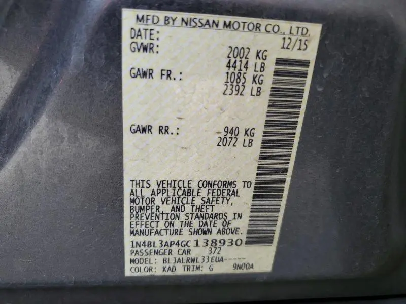 2016 NISSAN ALTIMA 3.5SL  