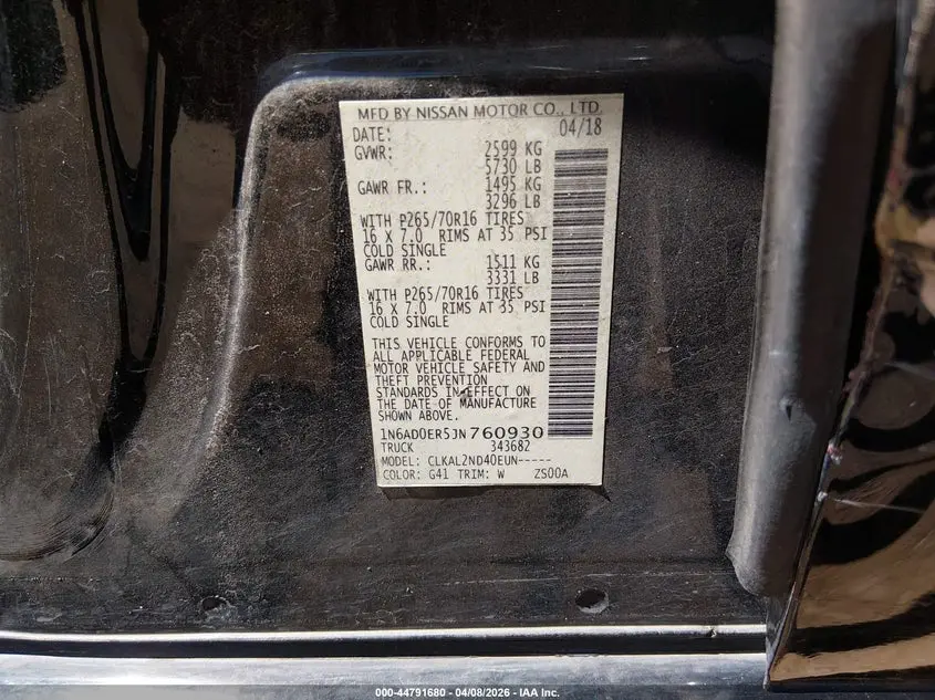 2018 NISSAN FRONTIER SV