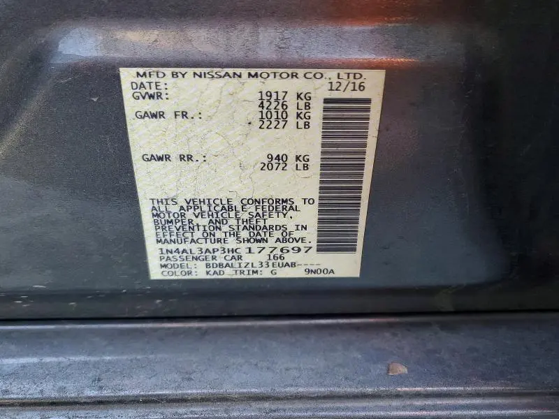 2017 NISSAN ALTIMA 2.5  