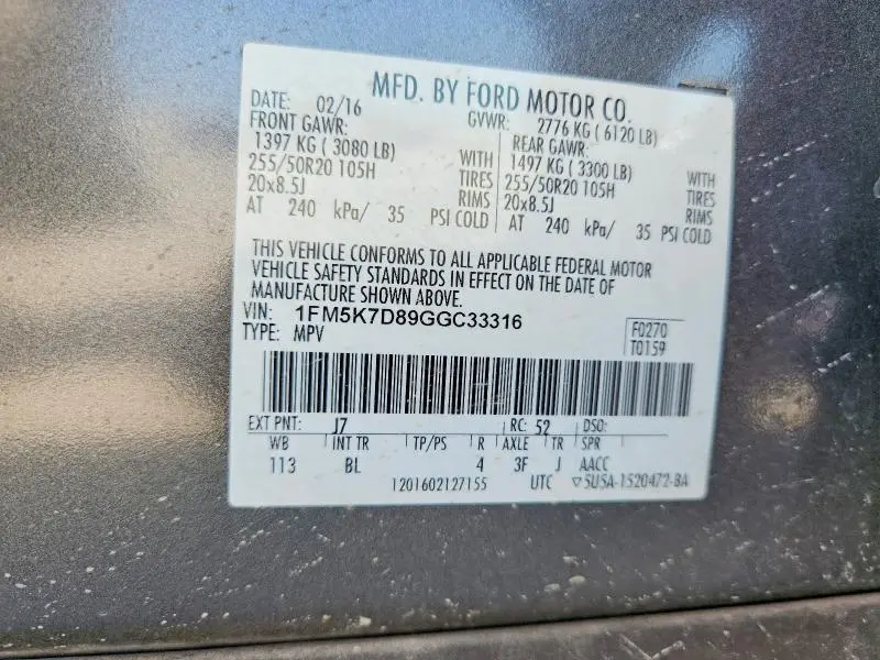 2016 FORD EXPLORER XLT  
