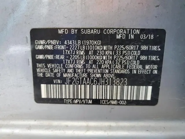 2018 SUBARU CROSSTREK   