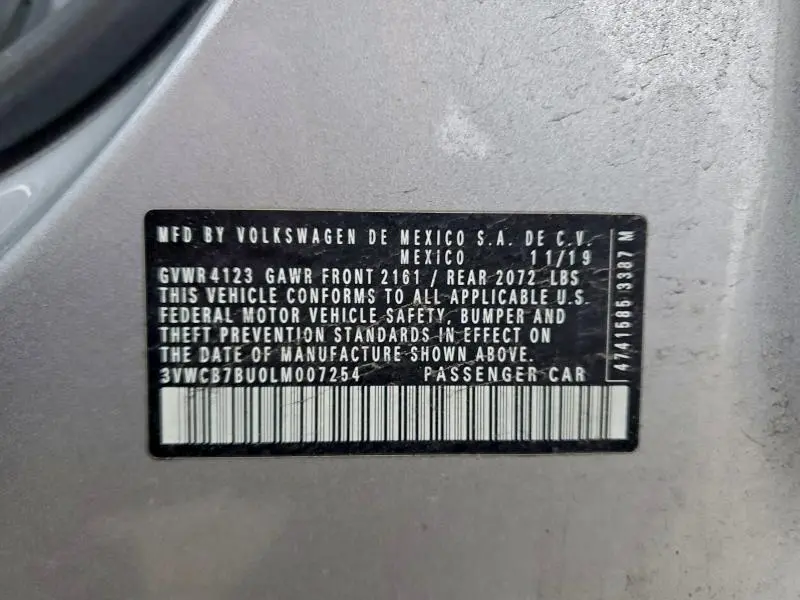 2020 VOLKSWAGEN JETTA S  