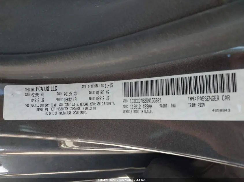 2016 CHRYSLER 200 LIMITED