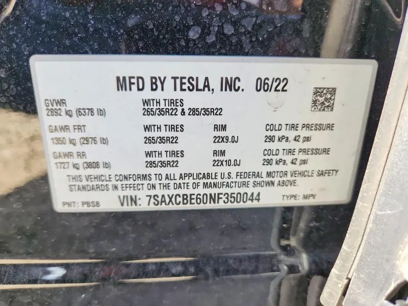 2022 TESLA MODEL X   