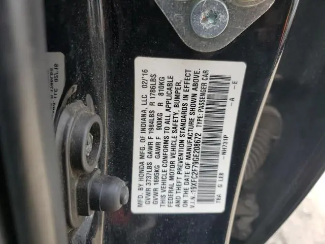 2016 HONDA CIVIC EX  