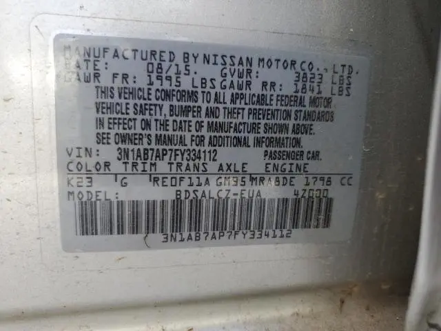 2015 NISSAN SENTRA S  