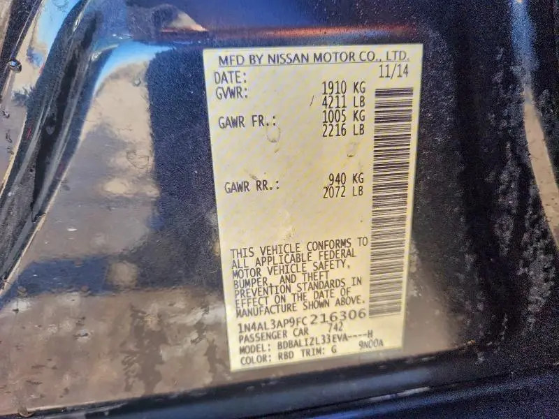 2015 NISSAN ALTIMA 2.5  