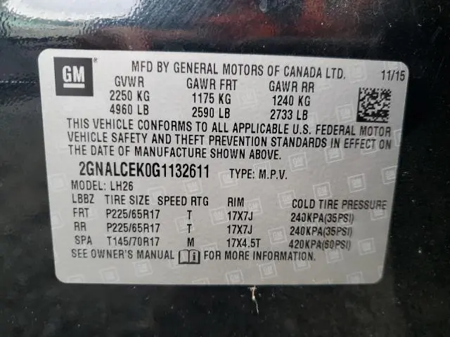 2016 CHEVROLET EQUINOX LT  