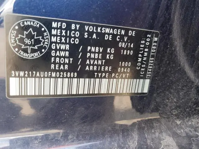 2015 VOLKSWAGEN GOLF   