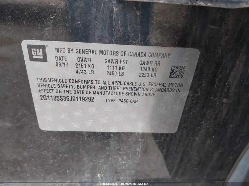 2018 CHEVROLET IMPALA 1LT