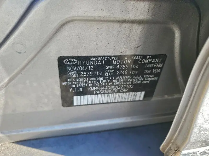 2013 HYUNDAI AZERA GLS  