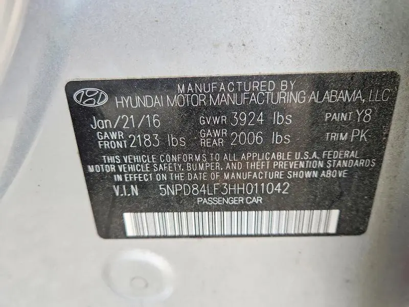 2017 HYUNDAI ELANTRA LIMITED  