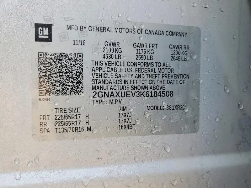 2019 CHEVROLET EQUINOX LT  