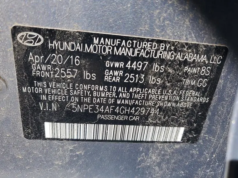 2016 HYUNDAI SONATA LIMITED  