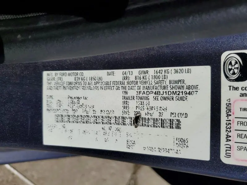 2013 FORD FIESTA SE  