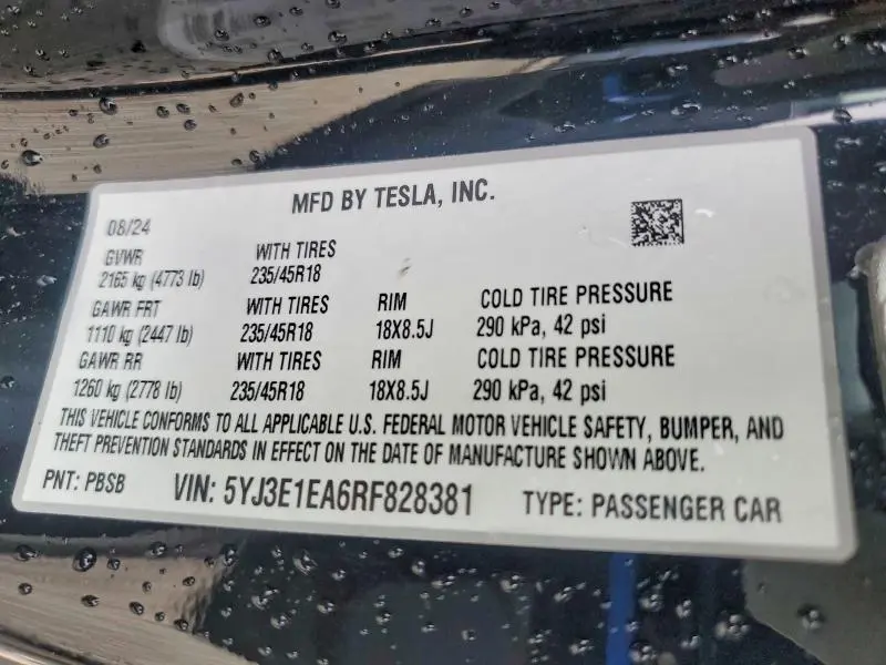 2024 TESLA MODEL 3   