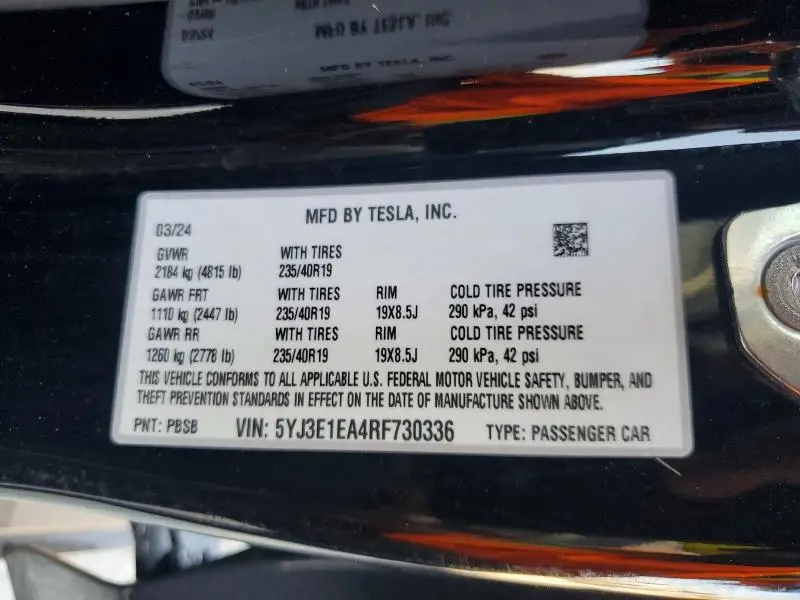 2024 TESLA MODEL 3   