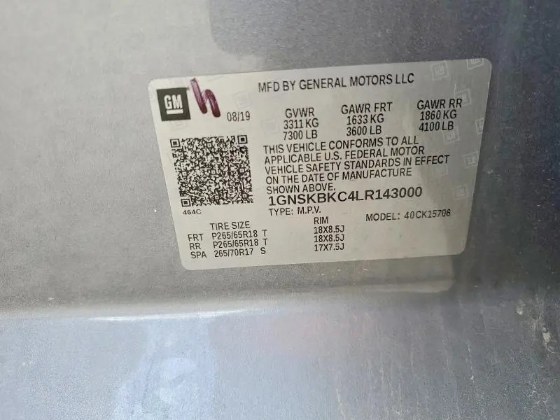 2020 CHEVROLET TAHOE K1500 LT  