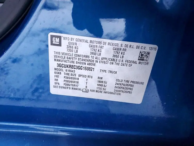 2016 CHEVROLET SILVERADO K1500 LT  