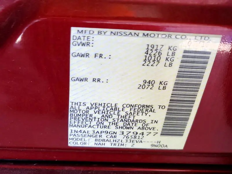 2016 NISSAN ALTIMA 2.5 SR  