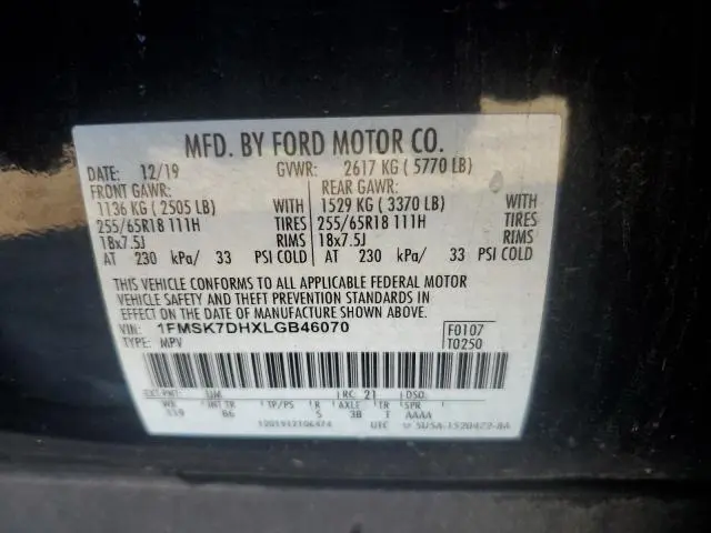 2020 FORD EXPLORER XLT  