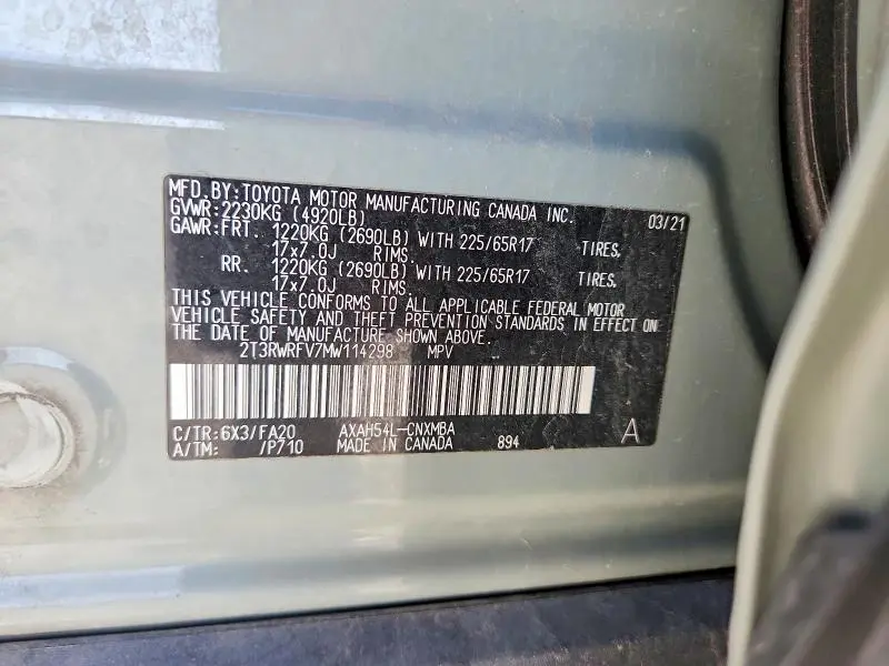 2021 TOYOTA RAV4 XLE  