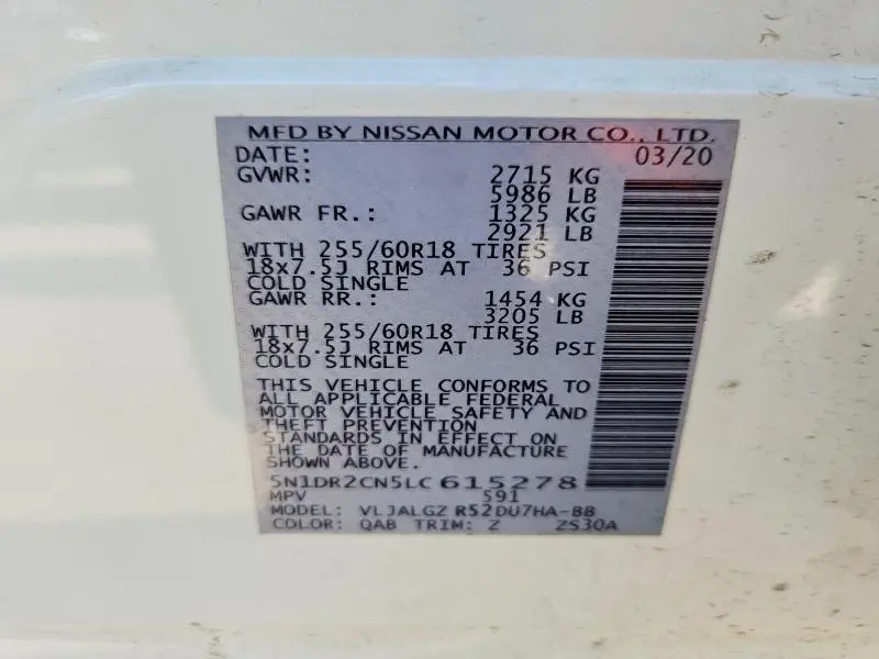 2020 NISSAN PATHFINDER SL  