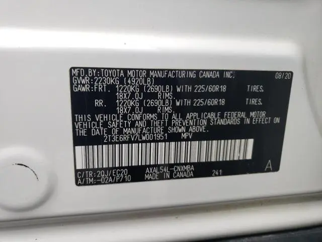 2020 TOYOTA RAV4 XSE