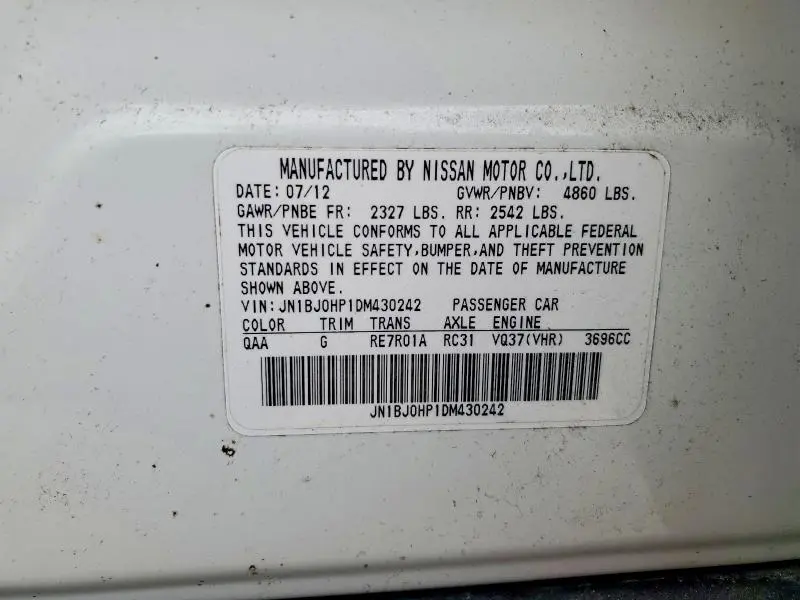 2013 INFINITI EX37 BASE  