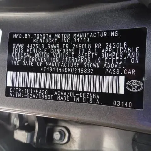 2019 TOYOTA CAMRY LE/SE/XLE/L
