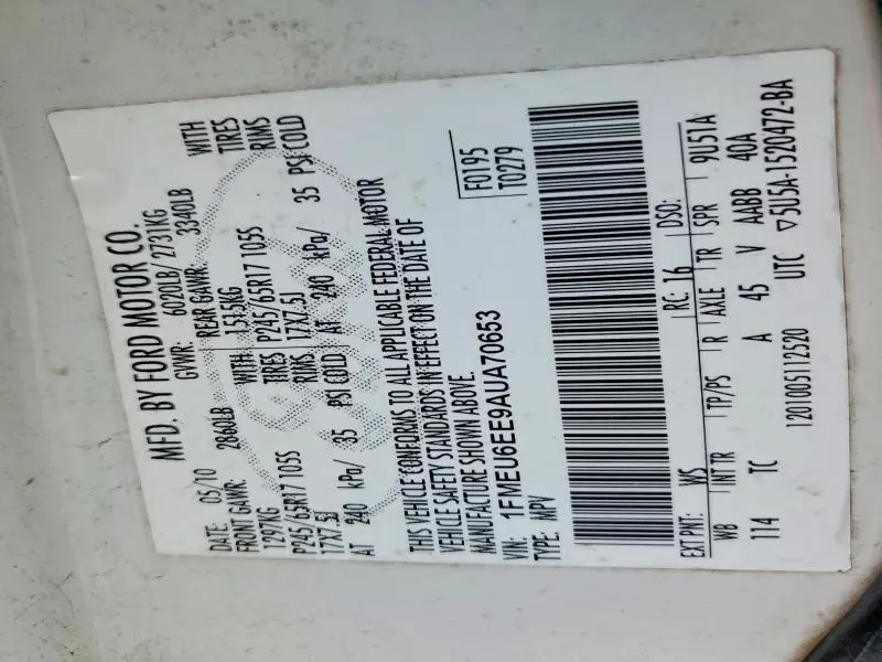 2010 FORD EXPLORER EDDIE BAUER  