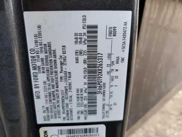 2019 FORD FUSION SE  