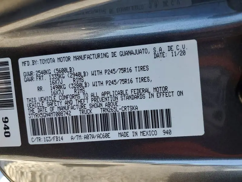 2021 TOYOTA TACOMA ACCESS CAB  