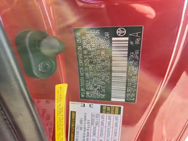 2016 TOYOTA SCION TC   