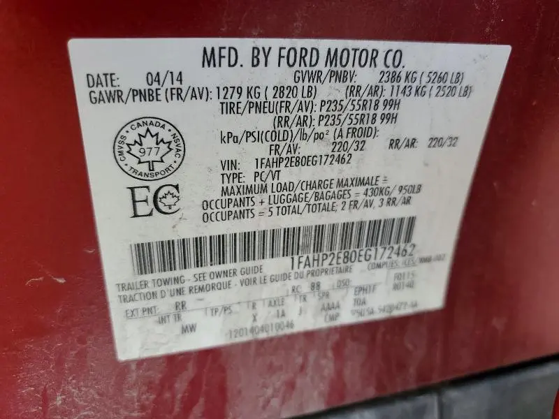 2014 FORD TAURUS SEL  