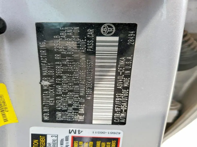 2011 TOYOTA CAMRY LE  